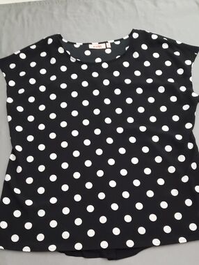 Evri Black and White Polka Dot Top - Size 0X